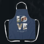 Love photo collage simple modern personalised blue apron<br><div class="desc">Love 4 photo simple modern navy blue personalised anniversary,  wedding,  birthday or Christmas gift apron for the one you love.</div>