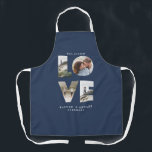 Love photo collage simple modern personalised blue apron<br><div class="desc">Love 4 photo simple modern navy blue personalised anniversary,  wedding,  birthday or Christmas gift apron for the one you love.</div>