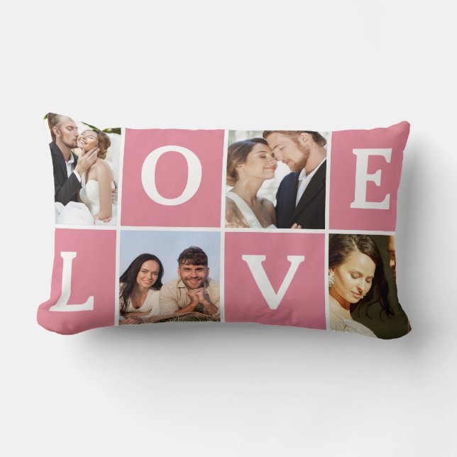 Love Photo Collage Valentine's Day Lumbar Cushion (Front)