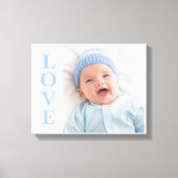 Love Photo Keepsake Blue Typography Canvas