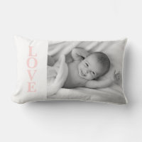 Love Photo Keepsake Pink Typography Lumbar Pillow