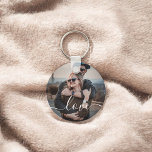 Love Photo Simple Key Ring<br><div class="desc">Simple keychain with your photo and modern handwritten font.</div>