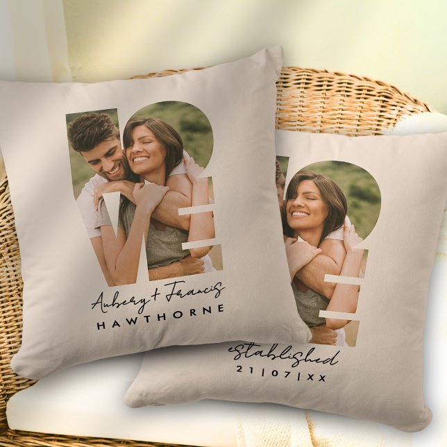 Love Photo Simple Modern Personalised Gift Throw Cushion (Creator Uploaded)