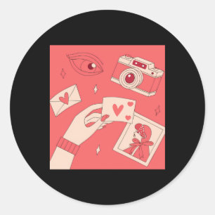 Love Photography Eye Camera Digital Art Illustrati Classic Round Sticker
