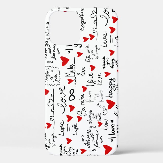 Love phrases, doodle hearts, valentines pattern. Case-Mate iPhone case (Back)
