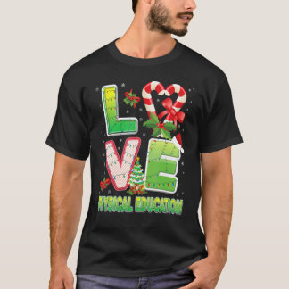 Love Physical Education Christmas Santa Hat Studen T-Shirt