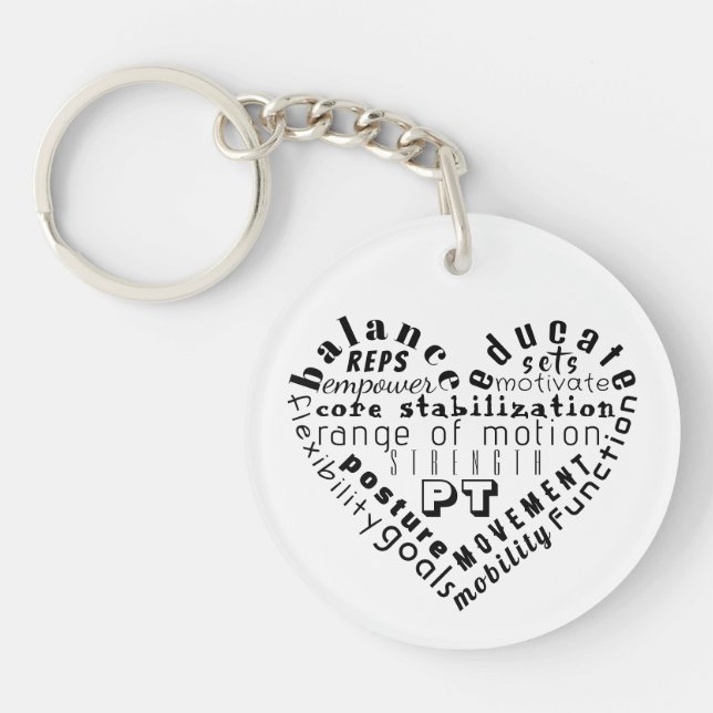 Love Physical Therapy Heart Word Art Key Ring (Front)