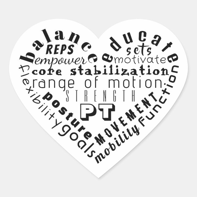 Love Physical Therapy Heart Word Art Tote Bag Sticker (Front)