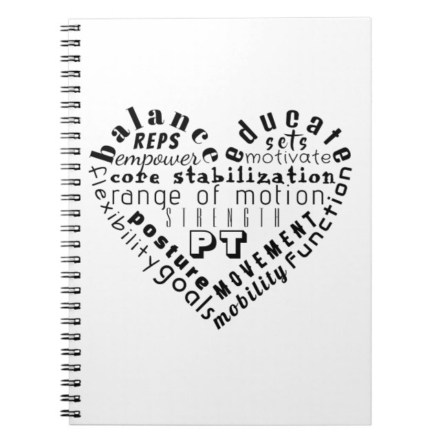 Love Physical Therapy Word Art Spiral Notebook (Front)