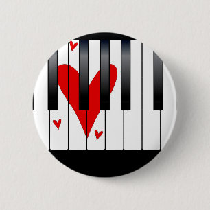 Love Piano 6 Cm Round Badge