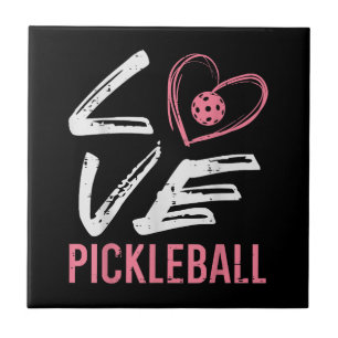 Love Pickleball Heart Pickle Ball Women Girls Kids Ceramic Tile