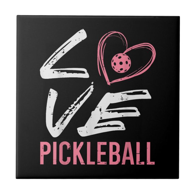 Love Pickleball Heart Pickle Ball Women Girls Kids Ceramic Tile (Front)