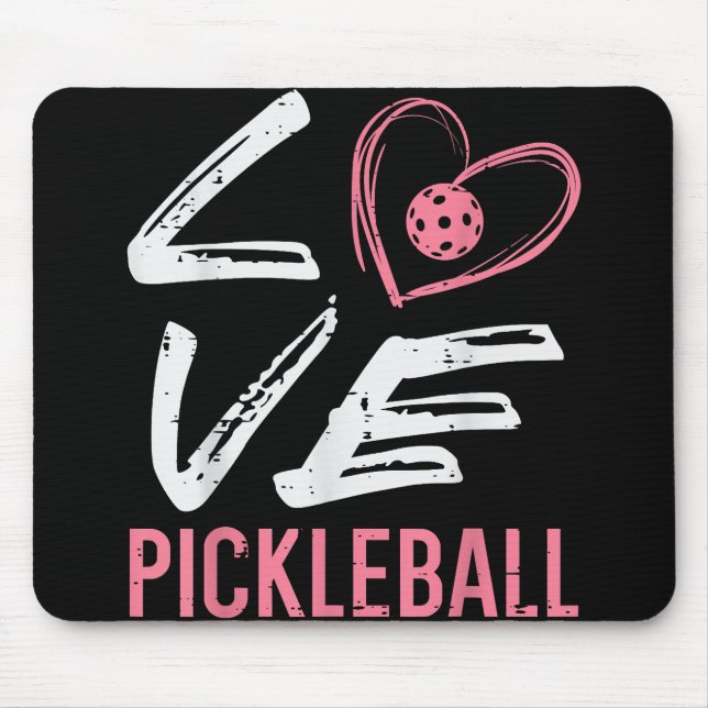 Love Pickleball Heart Pickle Ball Women Girls Kids Mouse Pad (Front)