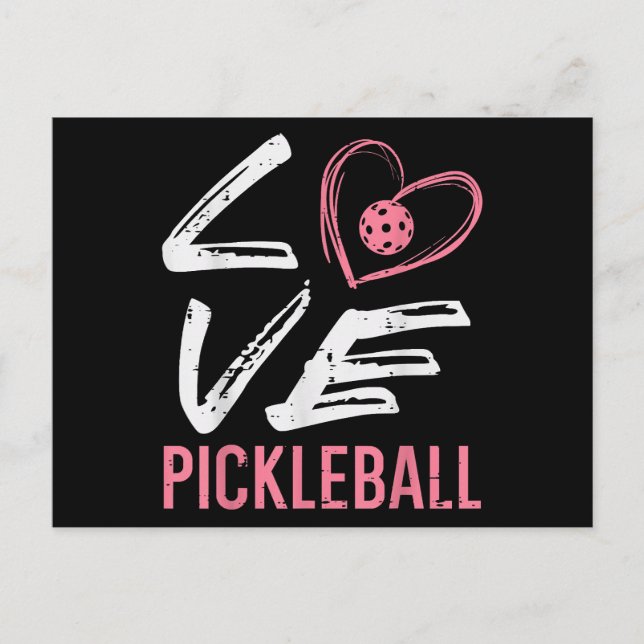 Love Pickleball Heart Pickle Ball Women Girls Kids Postcard (Front)