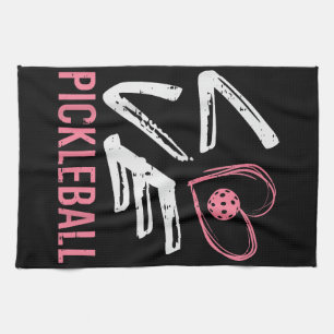 Love Pickleball Heart Pickle Ball Women Girls Kids Tea Towel