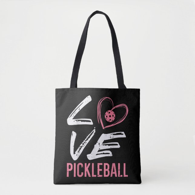 Love Pickleball Heart Pickle Ball Women Girls Kids Tote Bag (Front)