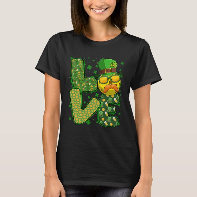 Love Pickleball Leprechaun Shamrock St Patricks Da T-Shirt (Front)