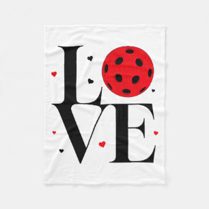 Love pickleball valentines day cute red heart fleece blanket