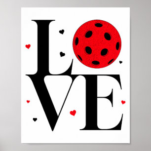 Love pickleball valentines day cute red heart poster