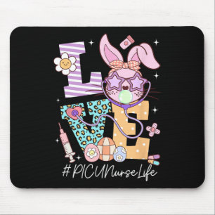 Love Picu Nurse Easter Bunny Eggs Stethoscope Cute Mouse Pad