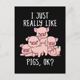 Love Pig Gift Women Pig Gifts Swine Cute Pig Postcard