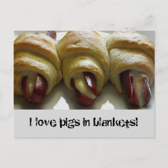 love pigs in blankets! postcard (Front)