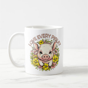 Love Pigs in Flowers Coffee Mug
