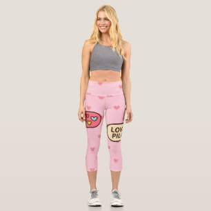 Love Pill Cartoon Sticker – Cute Capsule with Hear Capri Leggings