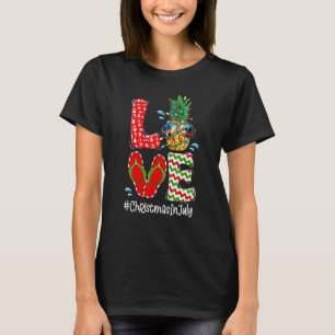 Love Pineapple Christmas Lights Sunglasses Aloha H T-Shirt