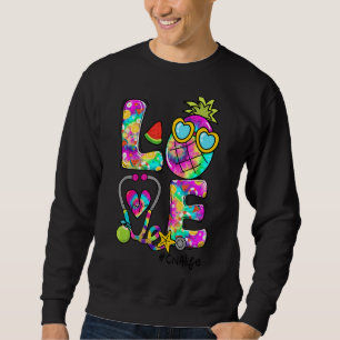 Love Pineapple Stethoscope Tie Dye Cna Life Summer Sweatshirt