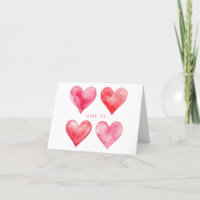 Love pink and red watercolor hearts pattern 
