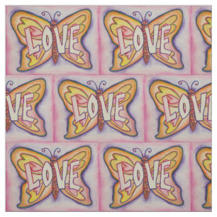 Love Pink Butterfly Inspirational Fabric Material