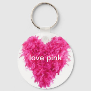 love pink feather boa keyring
