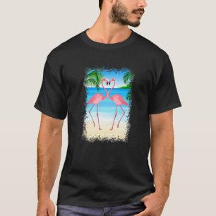 Love Pink Flamingos Birds Of Paradise   T-Shirt