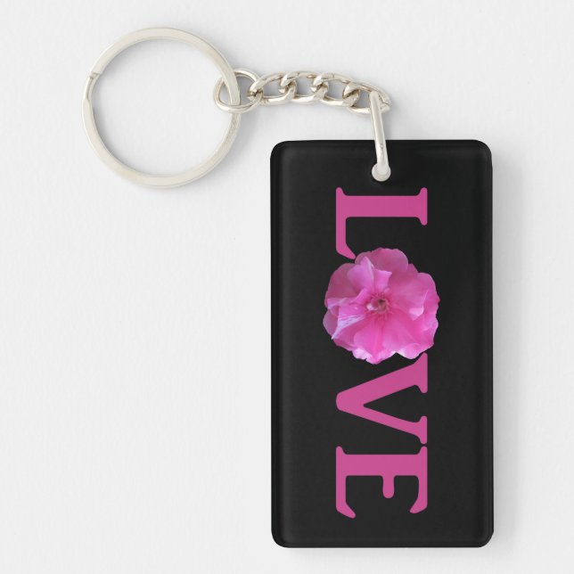 Love Pink Flower Keychain (Front)