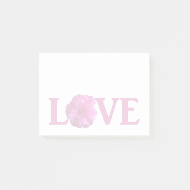 Love Pink Flower Post-it Notes (Front)