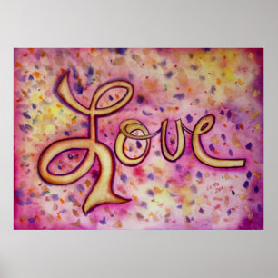 Love Pink Glamourous Art Painting Poster Print