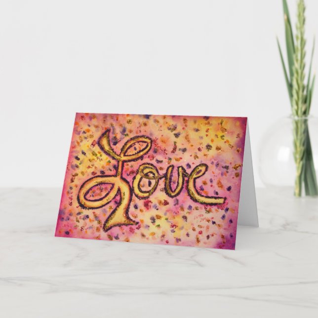 Love Pink Glamourous Glitter Greeting or Note Card (Front)
