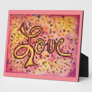 Love Pink Glamourous Glitter Painting Poem Plaque