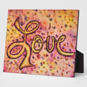 Love Pink Glamourous Glitter Painting Poem Plaque