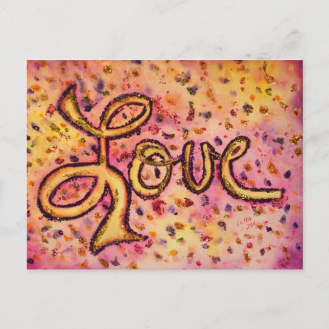 Love Pink Glamourous Glitter Postcard (Front)