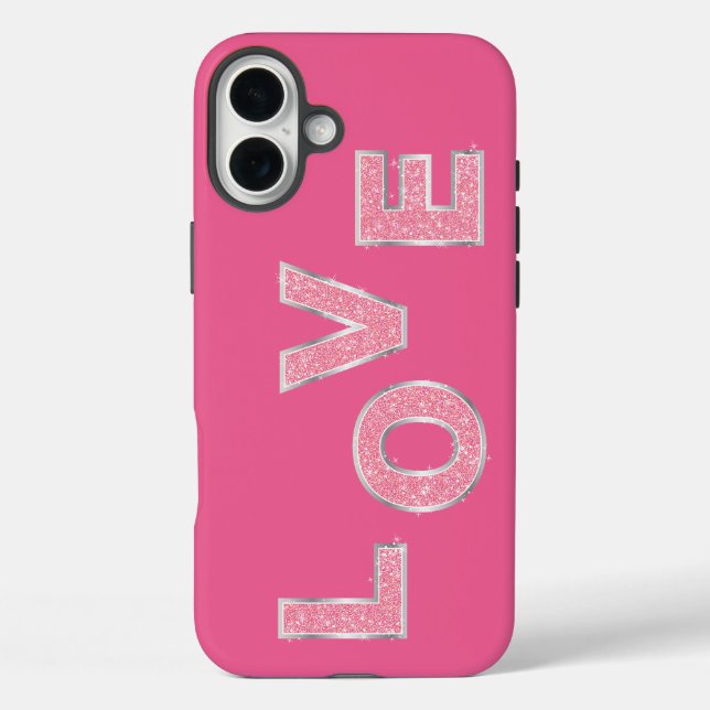 Love Pink Glitter Case-Mate iPhone Case (Back)