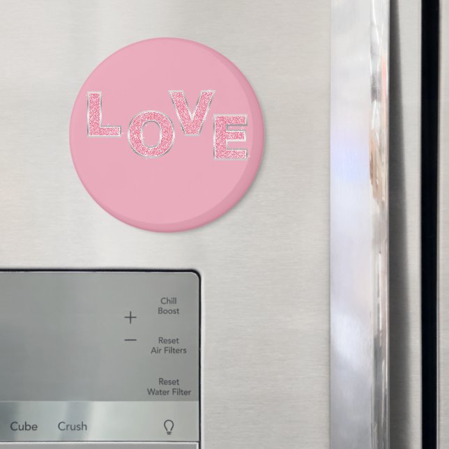 Love Pink Glitter Magnet (In Situ (Fridge))