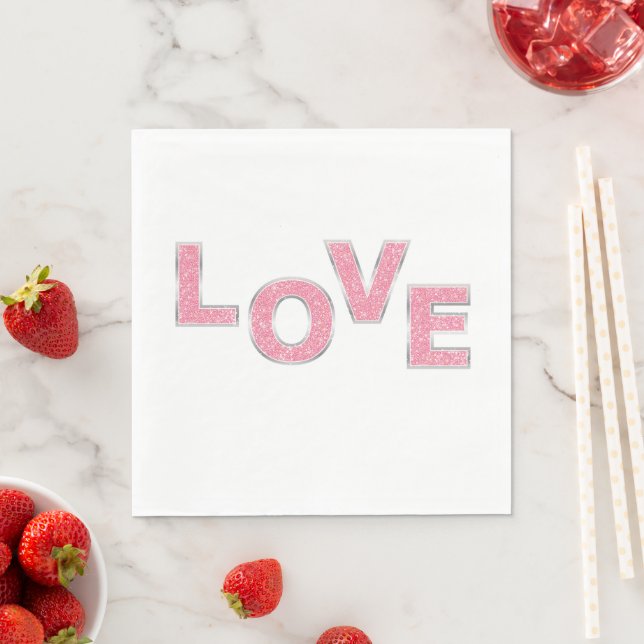 Love Pink Glitter Napkin (Insitu)