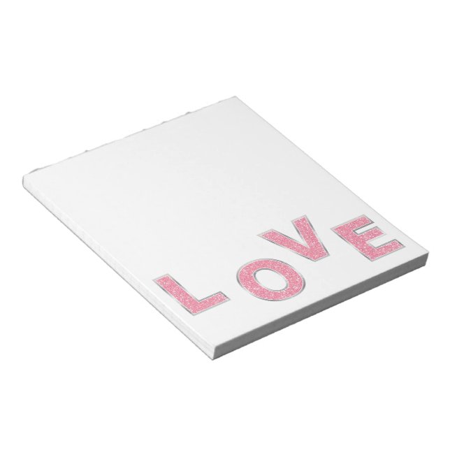 Love Pink Glitter Notepad (Angled)