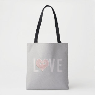 LOVE & Pink Heart Tote Bag