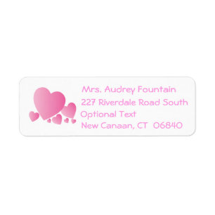Love Pink Hearts Return Address Labels