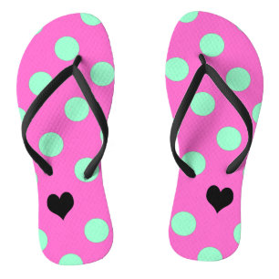 Love Pink & Mint Polka Dot Bridal Shower Party Thongs