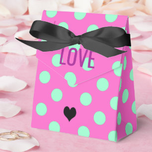 Love Pink & Mint Polka Dots Bridal Shower Party Favour Box