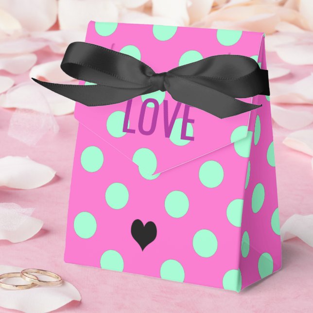 Love Pink & Mint Polka Dots Bridal Shower Party Favour Box (Wedding)